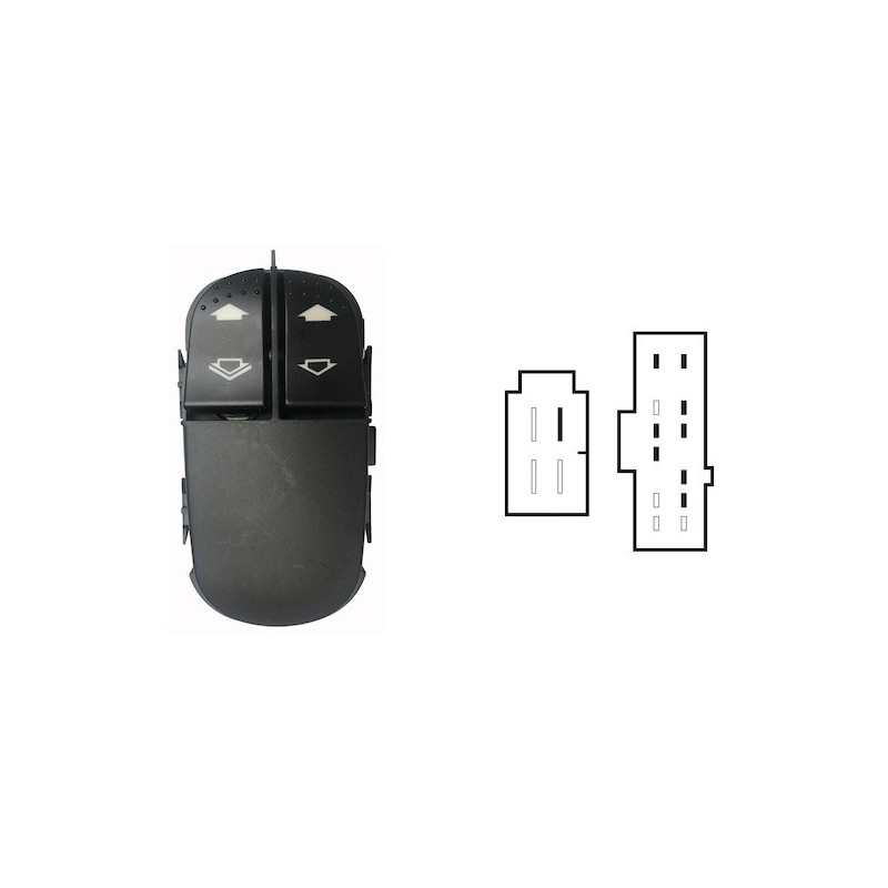 BLOCCO COMANDI ALZACRISTALLI ANTERIORE PORTA ANTERIORE SINISTRA 9 PIN 2 INTERRUTTORI CON ALZACRISTALLI POSTERIORI MANUALI O ASS