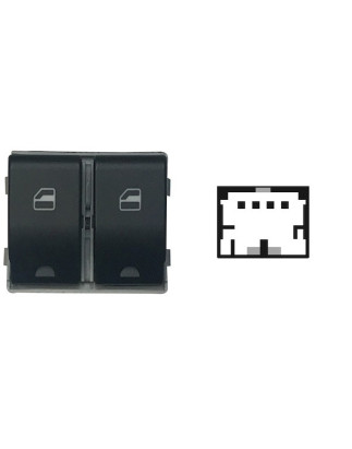 BLOCCO COMANDI ALZACRISTALLI ANTERIORE PORTA ANTERIORE SINISTRA 4 PIN 2 INTERRUTTORI NERO CON CONNETTORE MARRONE SEAT CORDOBA 0