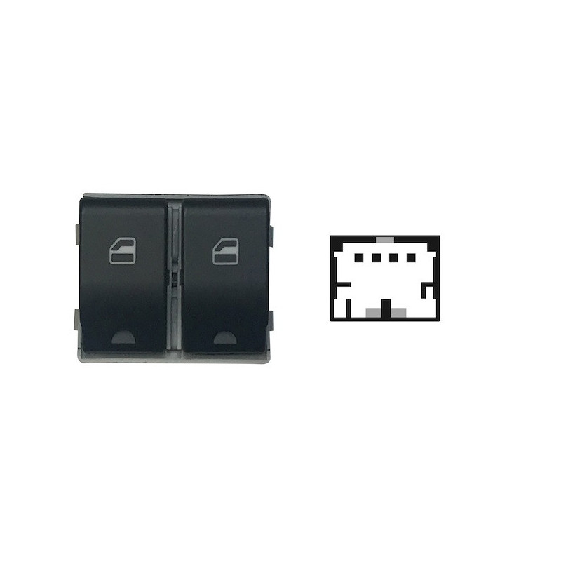 BLOCCO COMANDI ALZACRISTALLI ANTERIORE PORTA ANTERIORE SINISTRA 4 PIN 2 INTERRUTTORI NERO CON CONNETTORE MARRONE SEAT CORDOBA 0