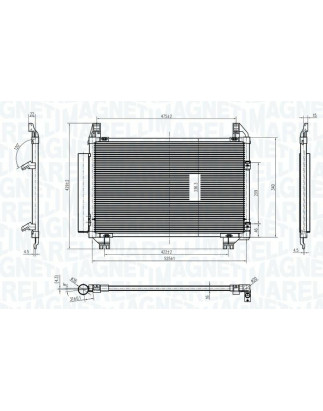 CONDENSATORE 15.5 10.1 319 504 ALLUMINIO 2150 16 TUBI DI RAFFREDDAMENTO PARALLELI CON GUARNIZIONI CON ESSICCATORE TOYOTA YARIS 