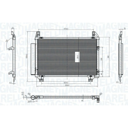CONDENSATORE 15.5 10.1 319 504 ALLUMINIO 2150 16 TUBI DI RAFFREDDAMENTO PARALLELI CON GUARNIZIONI CON ESSICCATORE TOYOTA YARIS 