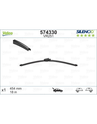 SPAZZOLA TERGI SILENCIO FLAT BLADE POSTERIORE DESTRASINISTRA SINGOLA 454mm CODICE BREVE: VR251