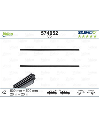 SPAZZOLA TERGI SILENCIO REFILL ANTERIOREPOSTERIORE DESTRASINISTRA COPPIA 500mm + 500mm CODICE BREVE: V2