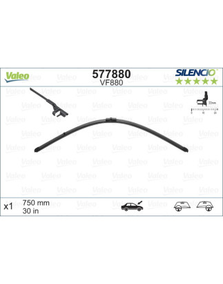 SPAZZOLA TERGI SILENCIO FLAT BLADE ANTERIORE DESTRASINISTRA SINGOLA 750mm CODICE BREVE: VF880