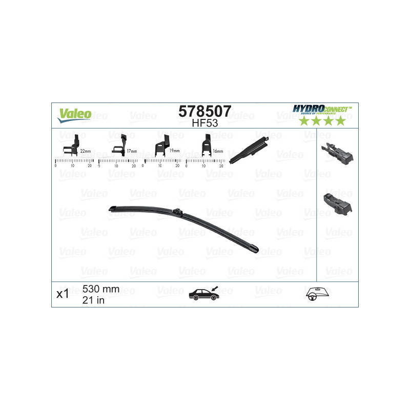 SPAZZOLA TERGI HYDROCONNECT UNI-CLICK ANTERIORE SINGOLA 530mm CODICE BREVE: HF53
