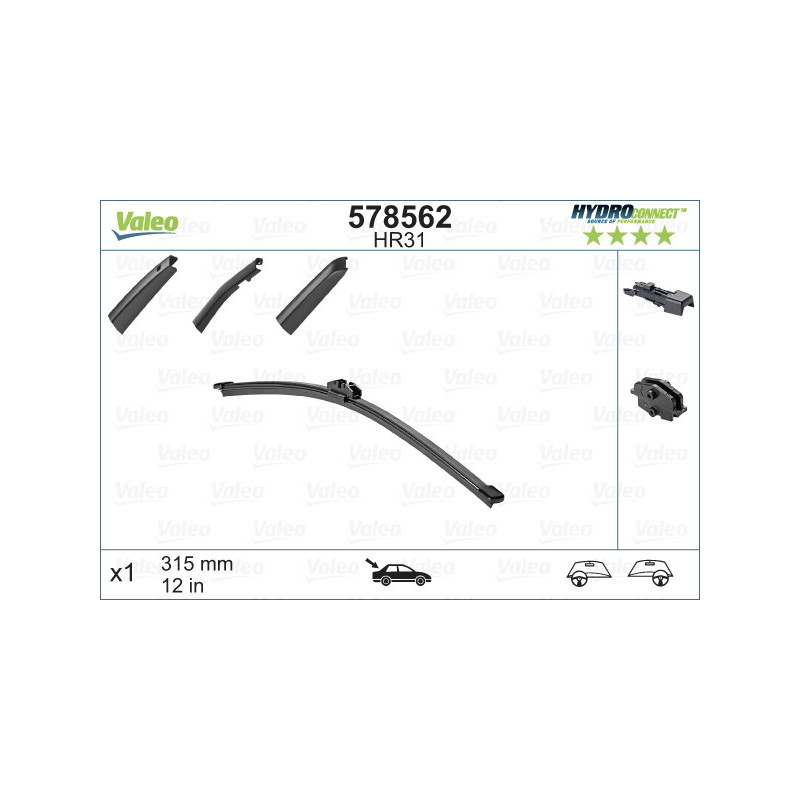 SPAZZOLA TERGI HYDROCONNECT UNI-CLICK POSTERIORE SINGOLA 315mm CODICE BREVE: HR31