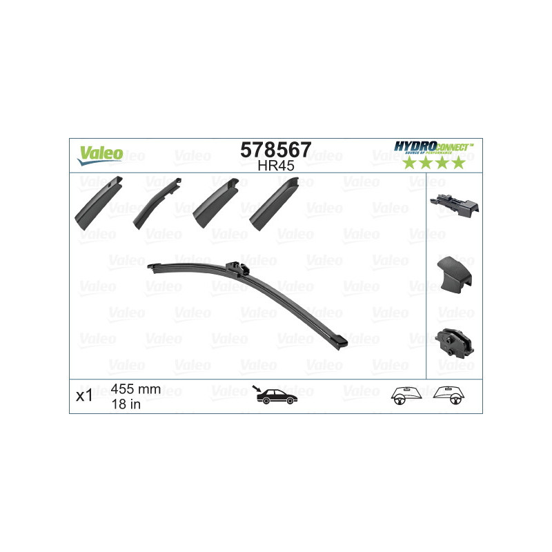 SPAZZOLA TERGI HYDROCONNECT UNI-CLICK POSTERIORE SINGOLA 455mm CODICE BREVE: HR45