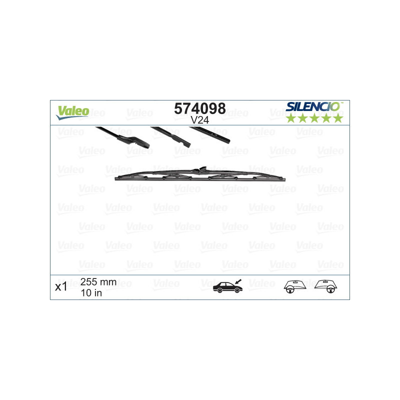 SPAZZOLA TERGI SILENCIO STANDARD ANTERIORE DESTRASINISTRA SINGOLA 255mm CODICE BREVE: V24