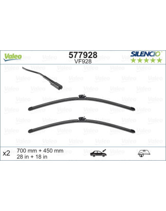 SPAZZOLA TERGI SILENCIO FLAT BLADE ANTERIORE SINISTRA COPPIA 700mm + 450mm CODICE BREVE: VF928