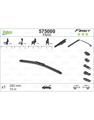 SPAZZOLA TERGI FIRST FLAT BLADE ANTERIORE DESTRASINISTRA SINGOLA 350mm CODICE BREVE: FM35