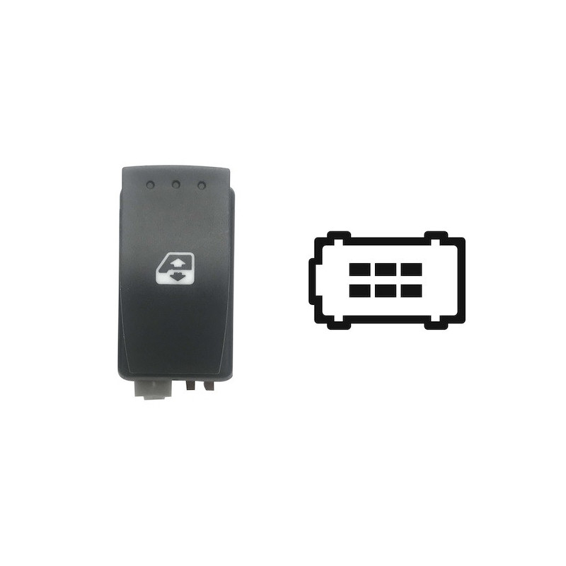 INTERRUTTORE ALZACRISTALLI PORTA ANTERIORE DESTRASINISTRA 6 PIN 1 INTERRUTTORE GRIGIO CON CONNETTORE NEROMARRONE OPEL MOVANO 01