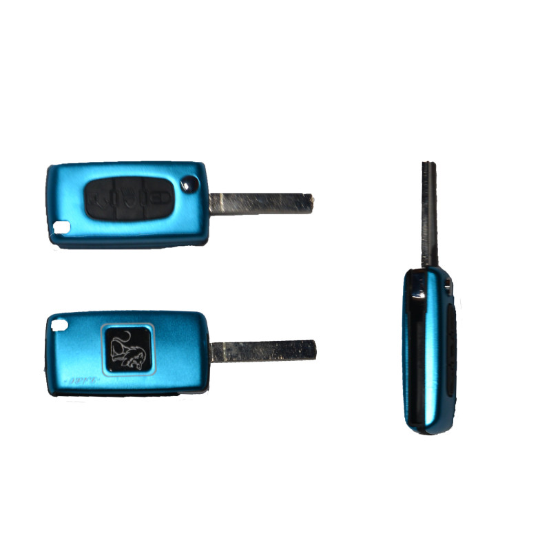 GUSCIO CHIAVE BLU 3 TASTI: CON ALLOGGIO BATTERIA ROTONDO TASTO APERTURA TASTO CHIUSURA TASTO PORTELLONE LAMA HU83 CITROEN C3 01