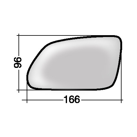 VETRO CON PIASTRA SINISTRO ASFERICO SKODA OCTAVIA 5 0104  0108, VOLKSWAGEN CROSS POLO 0105  0109, VOLKSWAGEN POLO 0105  0109