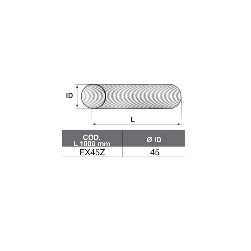 TUBO FLEX ZINCATO A METRAGGIO MM1000 DI 45
