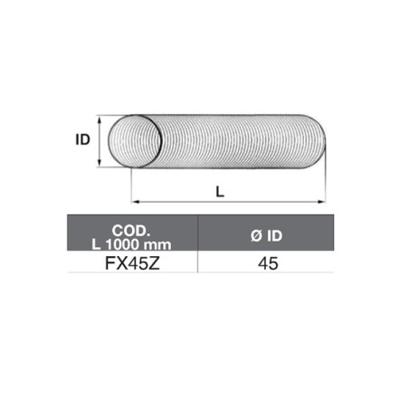 TUBO FLEX ZINCATO A METRAGGIO MM1000 DI 45