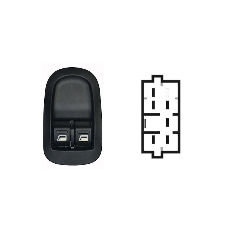 BLOCCO COMANDI ALZACRISTALLI ANTERIORE PORTA ANTERIORE SINISTRA 6 PIN 2 INTERRUTTORI CON RETROVISORI NON ELETTRICI CON COMFORT 