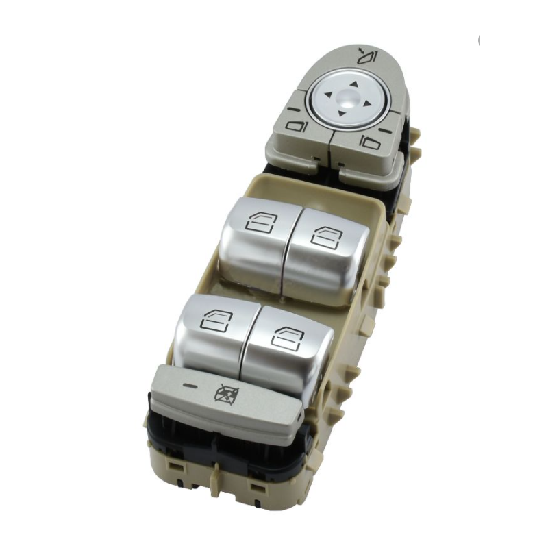 BLOCCO COMANDI ALZACRISTALLIRETROVISORI PORTA ANTERIORE SINISTRA 3 PIN 4 INTERRUTTORI BASE BEIGE LUCE BIANCA CON RETROVISORI RI