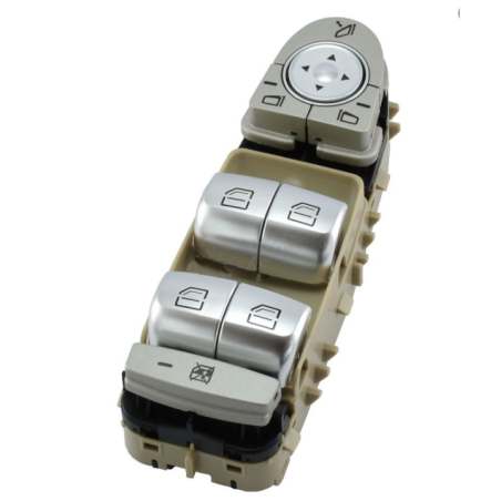 BLOCCO COMANDI ALZACRISTALLIRETROVISORI PORTA ANTERIORE SINISTRA 3 PIN 4 INTERRUTTORI BASE BEIGE LUCE BIANCA CON RETROVISORI RI