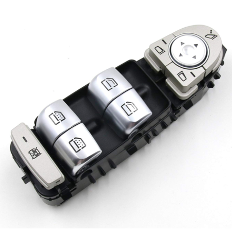 BLOCCO COMANDI ALZACRISTALLIRETROVISORI PORTA ANTERIORE SINISTRA 3 PIN 4 INTERRUTTORI BASE NERALUCE BIANCA CON RETROVISORI RIBA