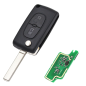 GUSCIO CHIAVE COMPLETO 2 TASTI: CON LAMA VA2 CON CHIP ID46 CE0536 TIPO FREQUENZA: 433MHZ TASTO APERTURA TASTO CHIUSURA PEUGEOT 