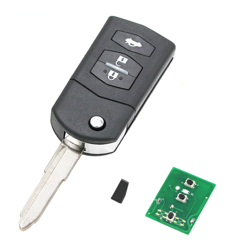 GUSCIO CHIAVE COMPLETO CON LAMA MAZ24R CON CHIP 4D63 TIPO FREQUENZA: 433MHZ BIT 80 TASTO APERTURA TASTO CHIUSURA TASTO PORTELLO