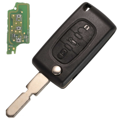 GUSCIO CHIAVE COMPLETO 3 TASTI: CON LAMA NE78 CON CHIP ID46 CE0536 TIPO FREQUENZA: 433MHZ TASTO APERTURA TASTO CHIUSURA TASTO P