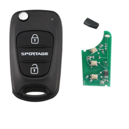 GUSCIO CHIAVE COMPLETO CON CHIP ID46 TIPO FREQUENZA: 433MHZ TASTO APERTURA TASTO CHIUSURA TASTO PORTELLONE KIA SPORTAGE 0108  0