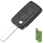 GUSCIO CHIAVE COMPLETO 2 TASTI: CON LAMA HU83 CON CHIP ID46 CE0536 TIPO FREQUENZA: 433MHZ TASTO APERTURA TASTO CHIUSURA PEUGEOT