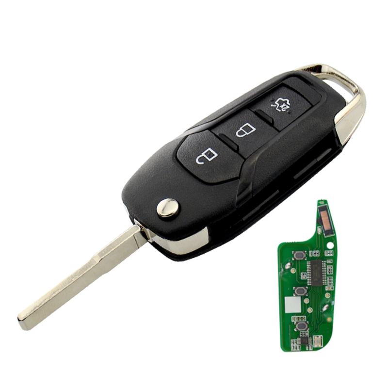GUSCIO CHIAVE COMPLETO CON CHIP ID49 TIPO FREQUENZA: 434MHZ TASTO APERTURA TASTO CHIUSURA TASTO PORTELLONE FORD FIESTA 0117  01