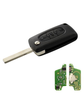 GUSCIO CHIAVE COMPLETO CON CHIP ID46 CE0523 TIPO FREQUENZA: 433MHZ TASTO APERTURA TASTO CHIUSURA TASTO PORTELLONE PEUGEOT 407 0