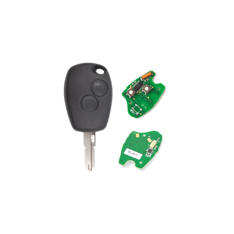 GUSCIO CHIAVE COMPLETO CON CHIP 46 Electronic board TIPO FREQUENZA: 433MHZ TASTO APERTURA TASTO CHIUSURA RENAULT CLIO 0194  019