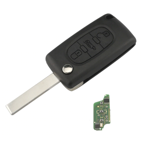 GUSCIO CHIAVE COMPLETO 3 TASTI: CON LAMA HU83 CON CHIP ID46 CE0523 TIPO FREQUENZA: 433MHZ TASTO APERTURA TASTO CHIUSURA TASTO P