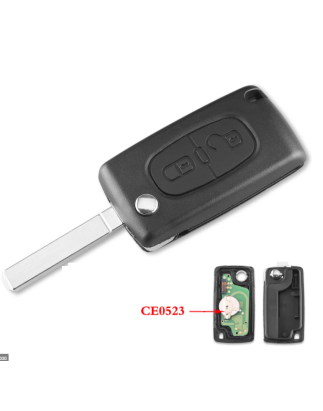 GUSCIO CHIAVE COMPLETO CON CHIP ID46 CE0523 TIPO FREQUENZA: 433MHZ TASTO APERTURA TASTO CHIUSURA PEUGEOT 307 0101  0105
