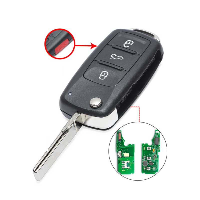 GUSCIO CHIAVE COMPLETO CON CHIP ID46 TIPO FREQUENZA: 315MHZ TASTO APERTURA TASTO CHIUSURA TASTO PORTELLONE TASTO ANTIPANICO VOL