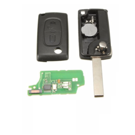 GUSCIO CHIAVE COMPLETO CON CHIP ID46 CE0523 TIPO FREQUENZA: 433MHZ TASTO APERTURA TASTO CHIUSURA PEUGEOT 407 0104  0110