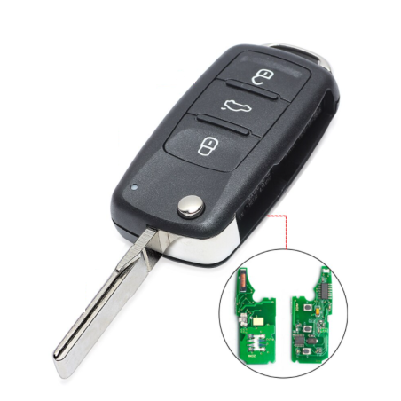 GUSCIO CHIAVE COMPLETO CON CHIP ID46 TIPO FREQUENZA: 433MHZ TASTO APERTURA TASTO CHIUSURA TASTO PORTELLONE VOLKSWAGEN GOLF III 