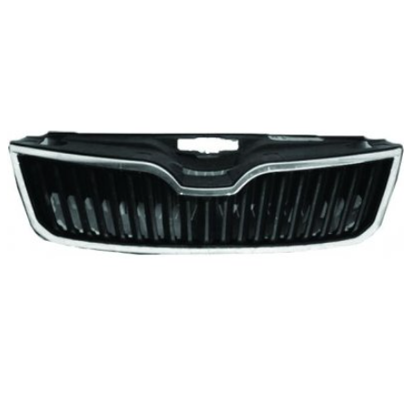 GRIGLIA PARAURTI ANTERIORE NERA CON MODANATURA CROMATA SKODA RAPID 0112  0119