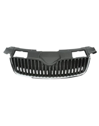 GRIGLIA PARAURTI ANTERIORE NERA CON MODANATURA CROMATA SKODA FABIA 0110  0114, SKODA ROOMSTER 0110  0115