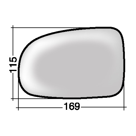 VETRO CON PIASTRA SINISTRO ASFERICO OPEL CORSA C 0100  0106, OPEL TIGRA CABRIO TWINTOP 0104  0109
