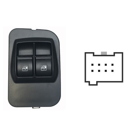 PULSANTIERA ALZACRISTALLI PORTA ANTERIORE SINISTRA 8 PIN 2 INTERRUTTORI CITROEN NEMO 0108, FIAT DOBLO 0109  0115, FIAT FIORINOQ