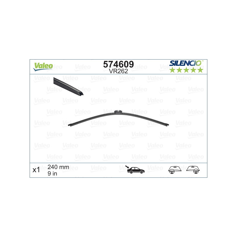 SPAZZOLA TERGI SILENCIO FLAT BLADE POSTERIORE DESTRASINISTRA SINGOLA 240mm CODICE BREVE: VR262