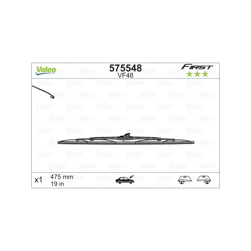 SPAZZOLA TERGI FIRST STANDARD ANTERIORE DESTRASINISTRA SINGOLA 475mm CODICE BREVE: VF48